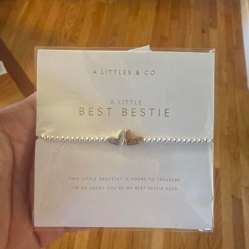 A Littles & Co Best Bestie Bracelet Interlocking Hearts Silver Friendship Gift